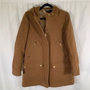 J. Crew Long Coat Women's 8 Brown Wool Blend Shell Stadium Cloth by Nello Gori